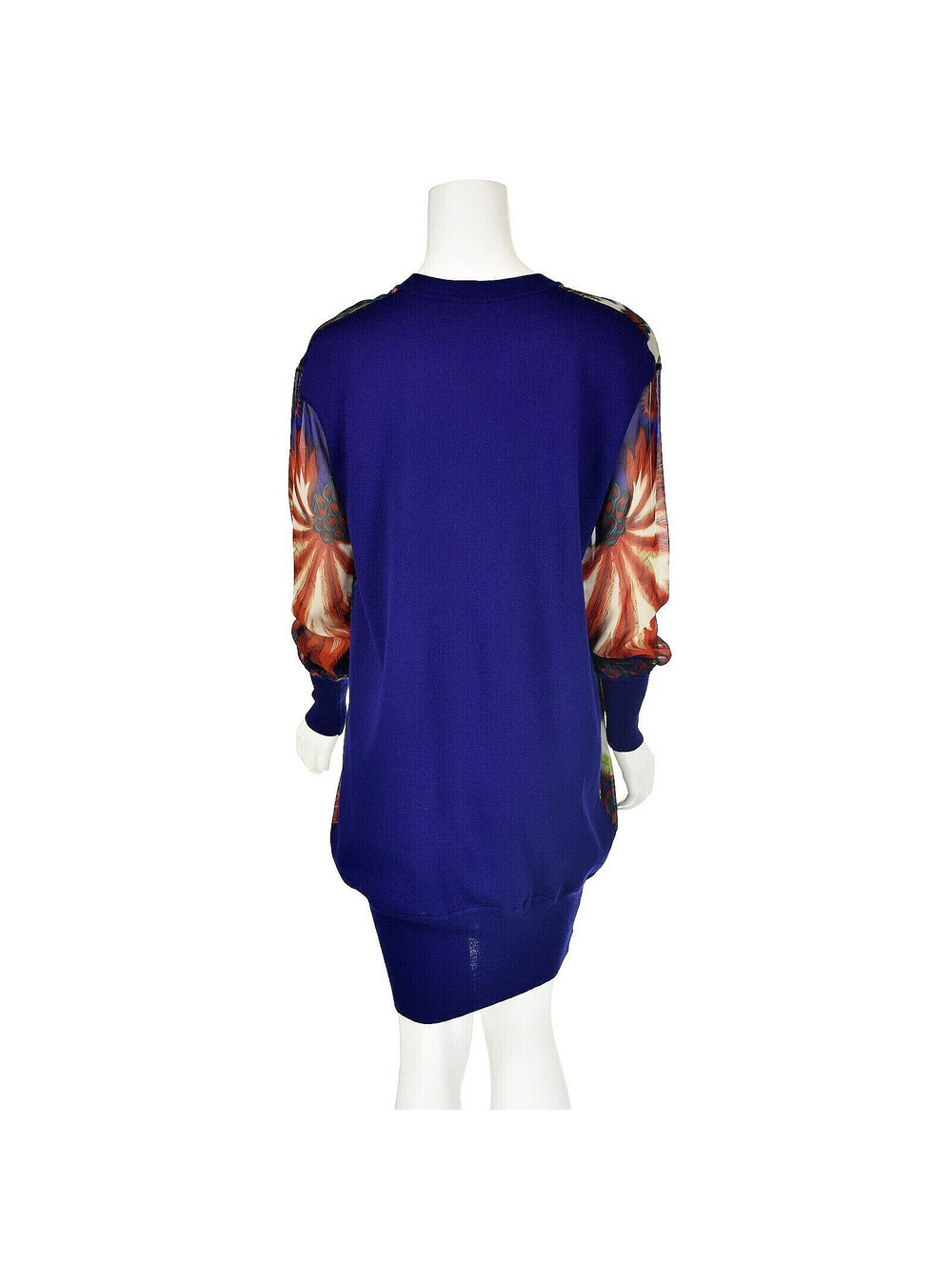 ROBERTO CAVALLI Sweater Dress w/Silk Front & Sleeves & Blue Knit Back, SZM NWOT - Picture 6 of 8